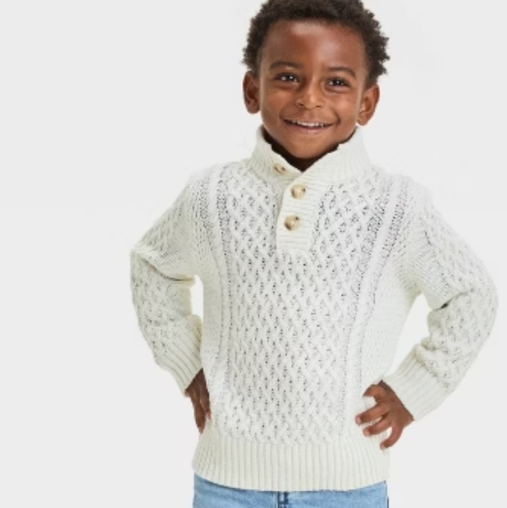 Cat & Jack Mockneck Pullover Sweater - Cream XS 4/5